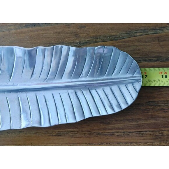 Vintage 1996 OTAGIRI SILVER TONED Banana Leaf Plate Serving Tray VGC 17"x 5" - Picture 5 of 6